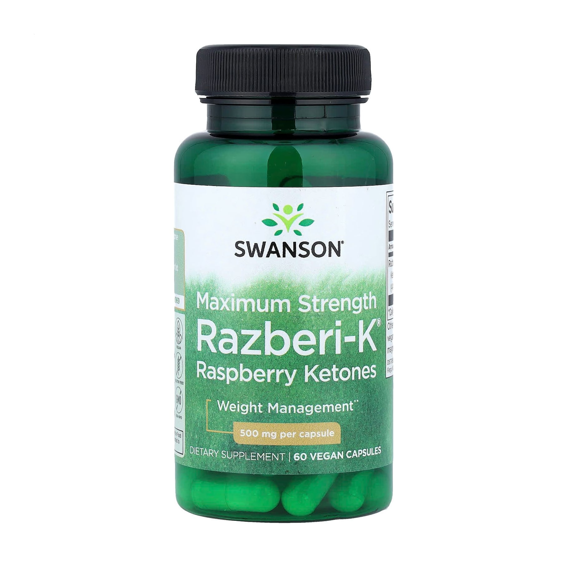 Контроль ваги Swanson Maximum Strength Razberi-K Raspberry Ketones 500 мг, 60 капсул